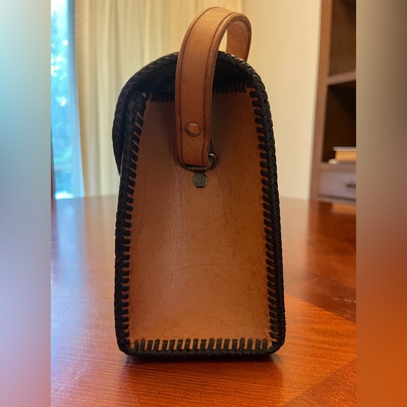 Stunning Vintage Tooled Leather Hand Bag Purse Squirrel Acorns - Picture 3 of 10